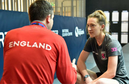 England coach David Campion with Millie Tomlinson