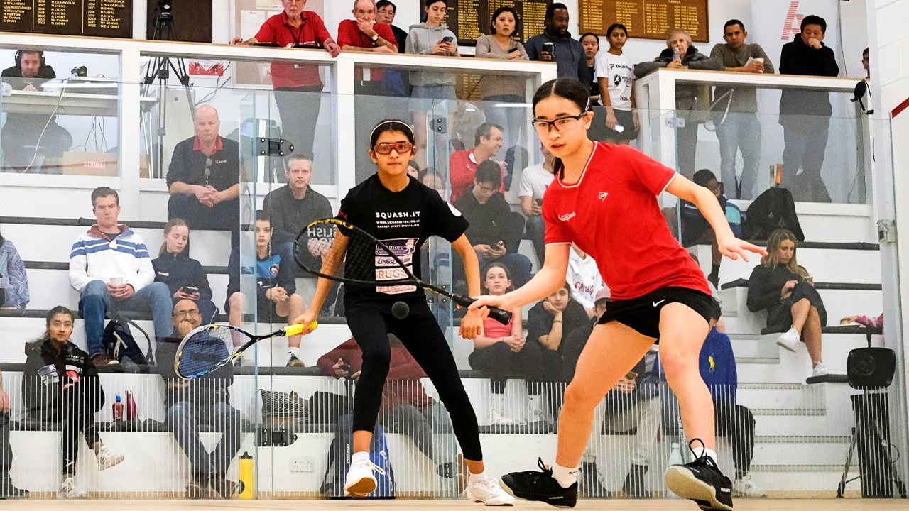 England's Esther Chak and Nadiya Ismail battle at the 2024 English Junior Championships.