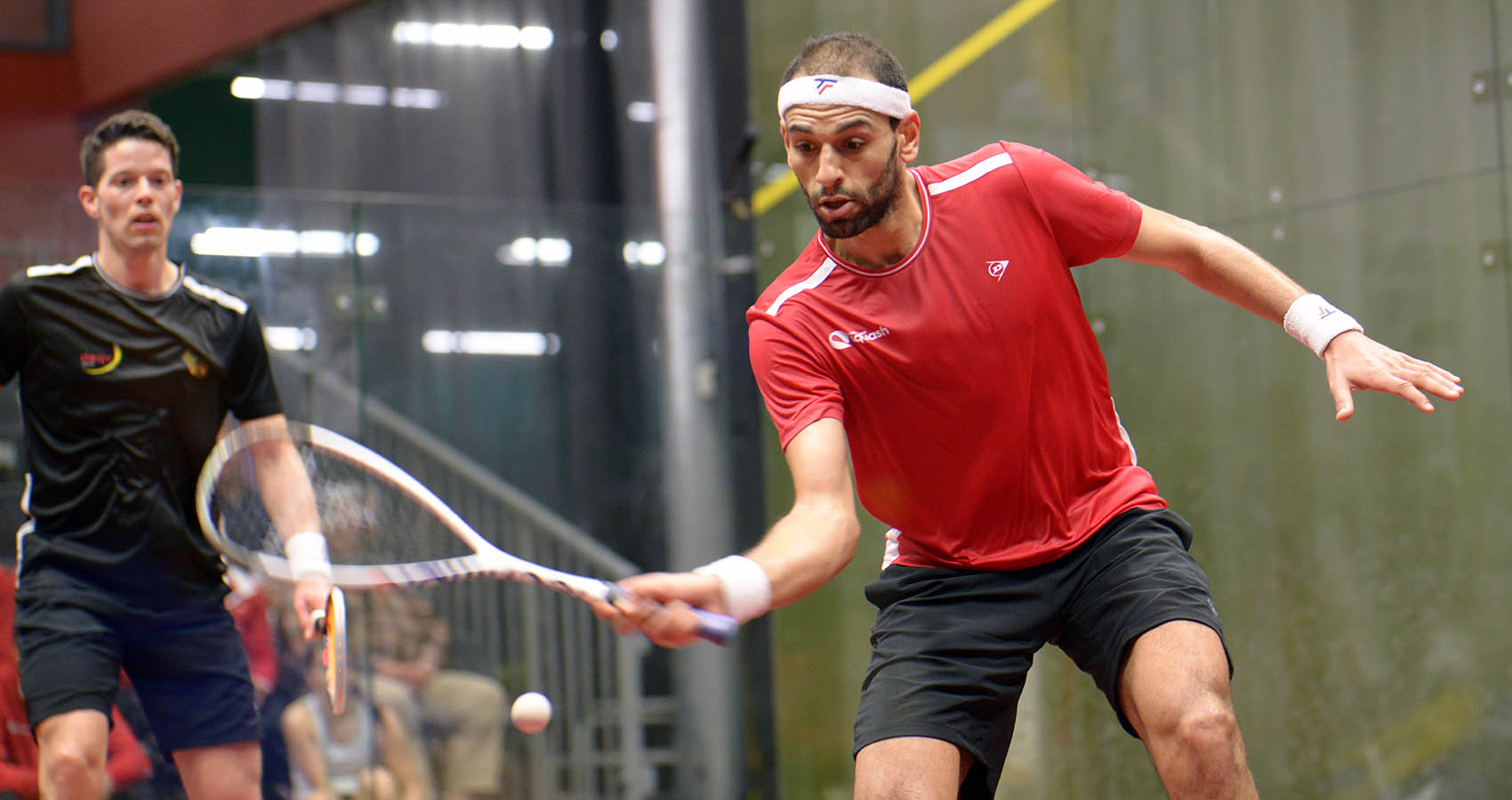 Squash players Raphael Kandra and Mohamed ElShorbagy