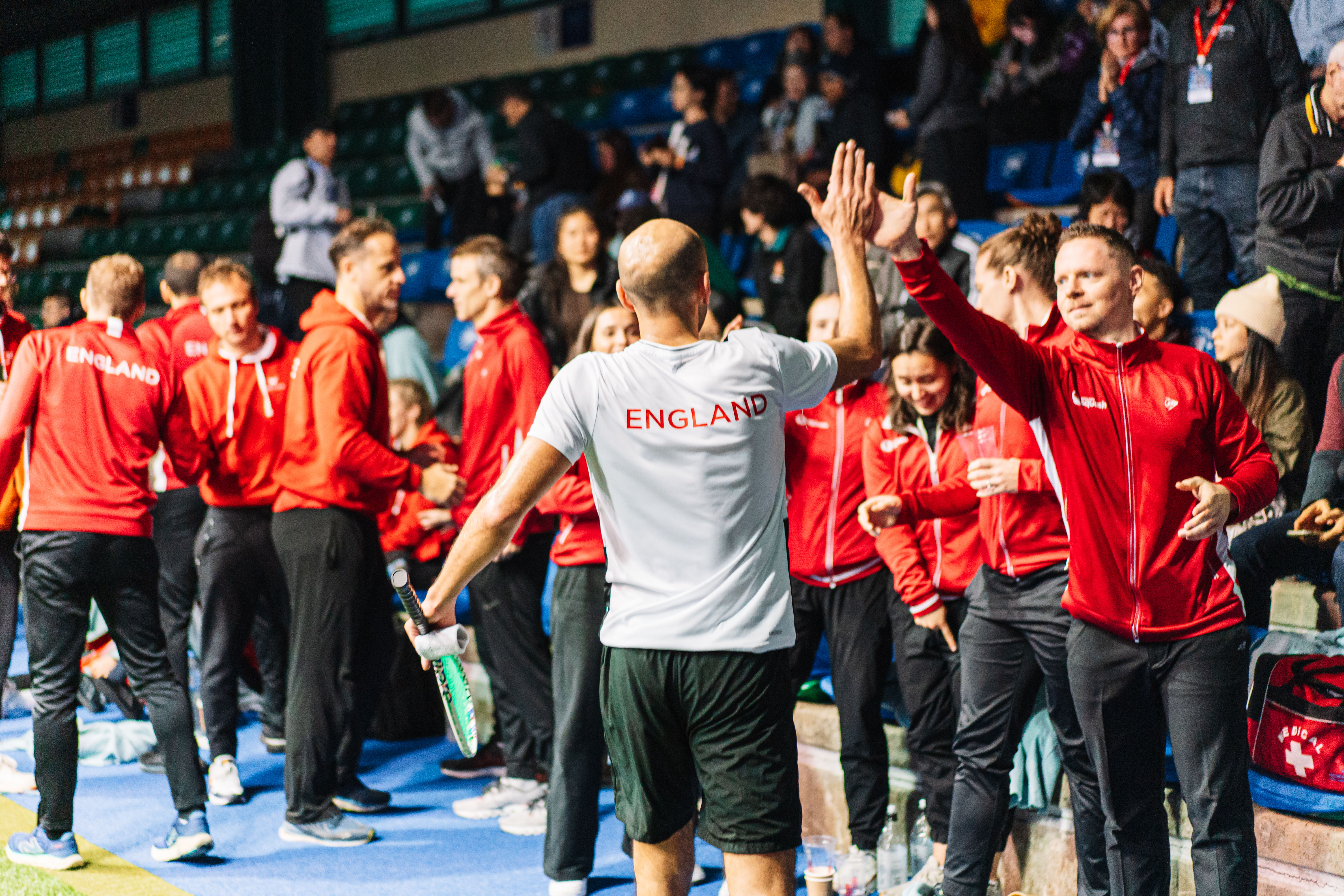 England Celebrate as they win their tie vs Switzerland