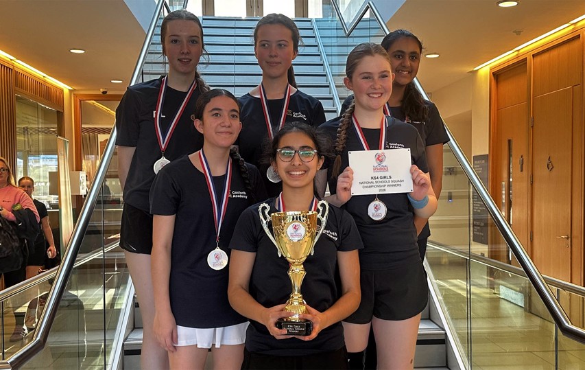 KS4 Girls Gosforth Academy  team receive their trophy