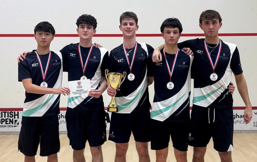 KS5 boys champions Epsom team receive their trophy