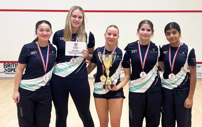 KS5 girls champions Epsom team receive their trophy