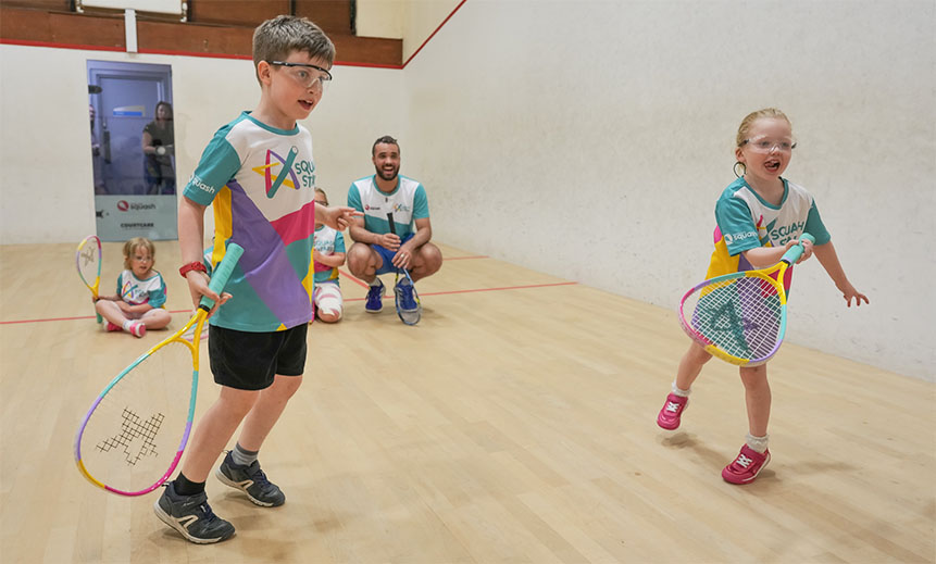 Group of players enjoying squash