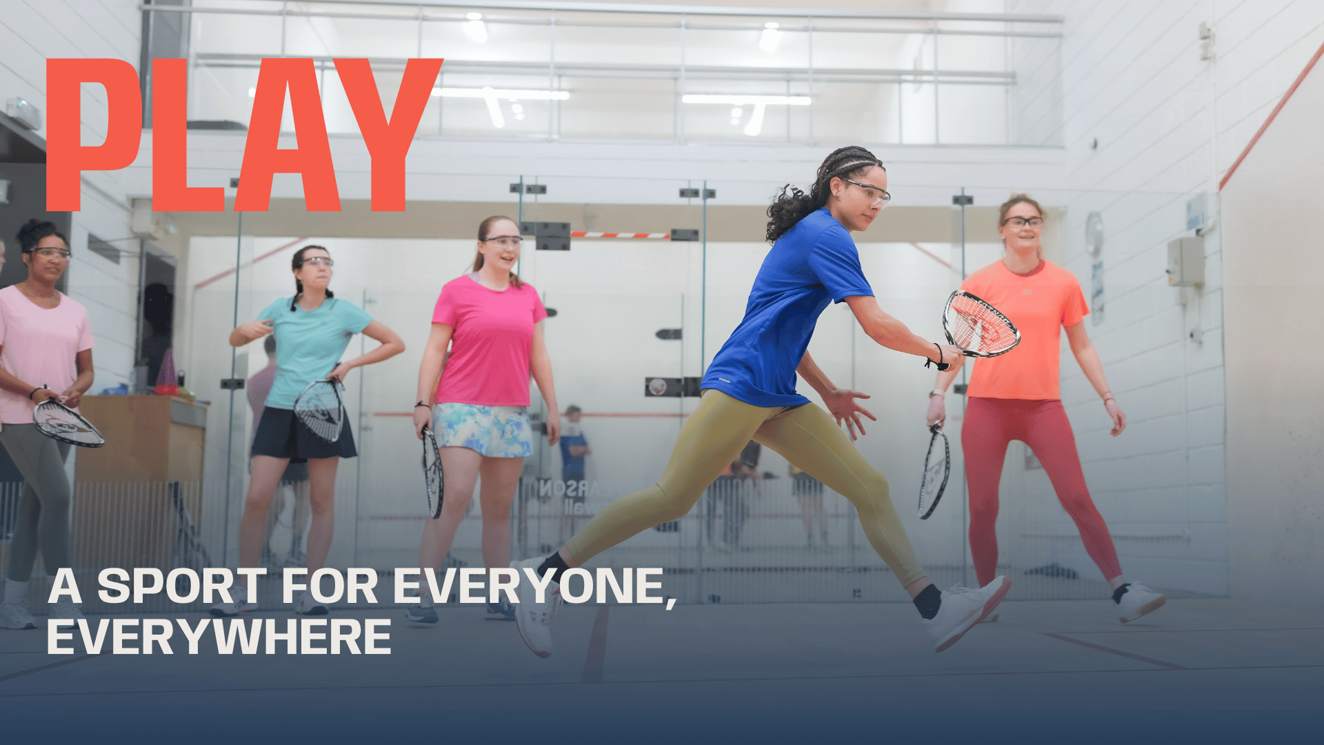 A group of female squash players