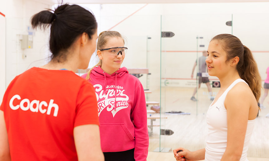 Female coach with two young females