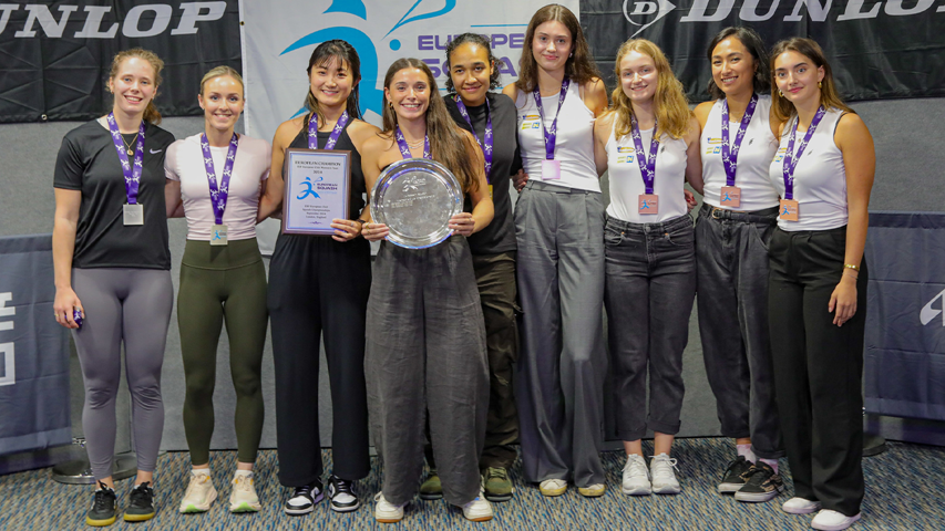 Roehampton's women's squad pose with their European Club Championship title.