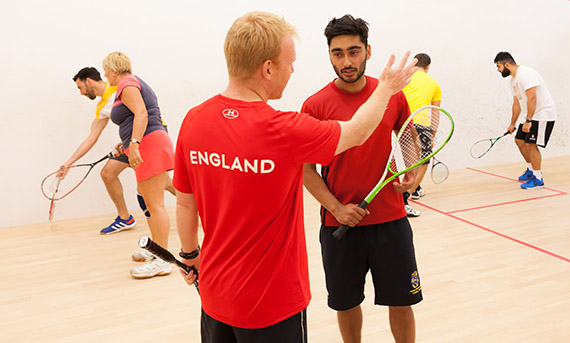 England coach with players