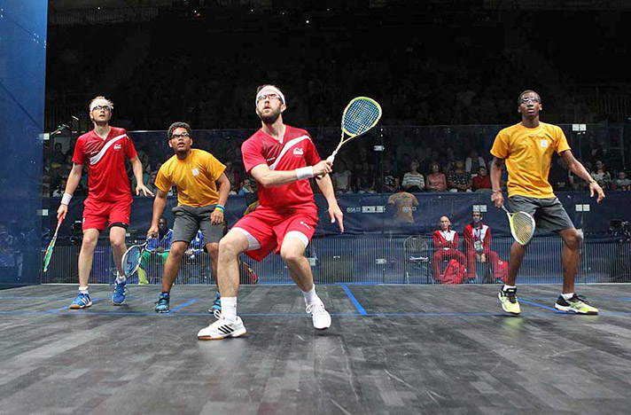 James Willstop and Daryl Selby in the 2014 Commonwealth Gold Squash Doubles