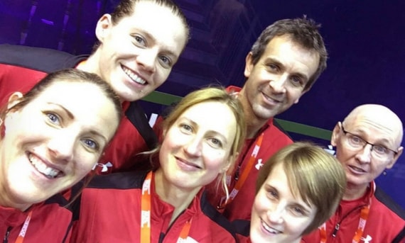 Robbo with the England women at the World Team Championships in Helsinki